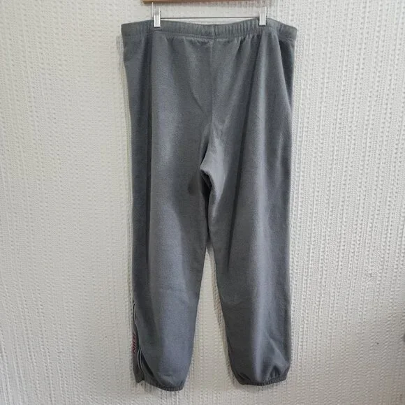Vintage Nike Gray Fleece Sweatpants XXL Red Embroidered Logo Baggy Fit Retro - Picture 4 of 12
